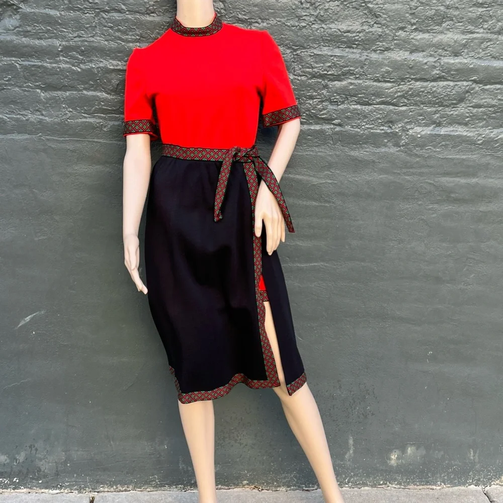 - Vintage Red Romper & Wrap Skirt Embroidered Edge Set! EUC!